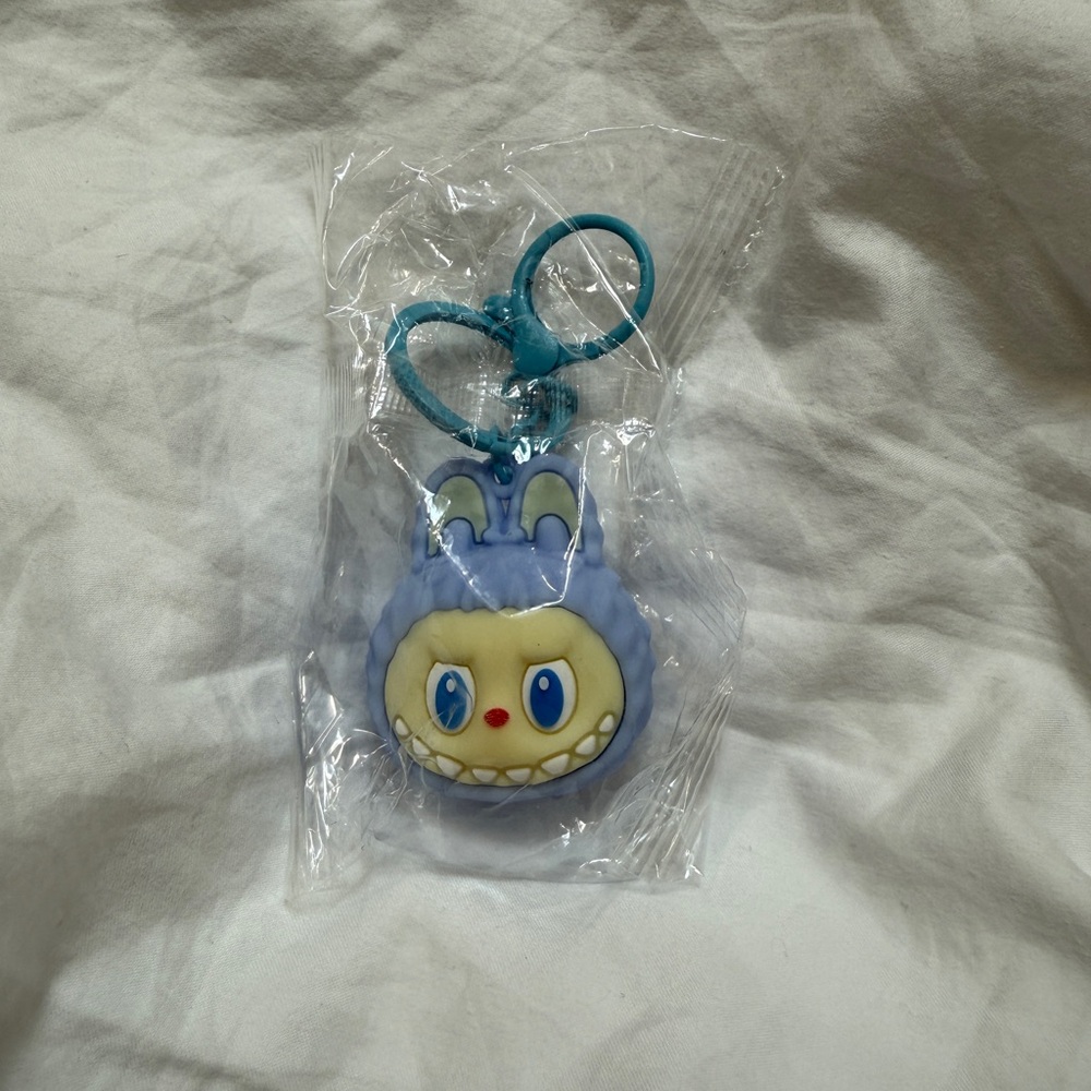 NWT No Brand Labubu-like solid head periwinkle/blue keychain.